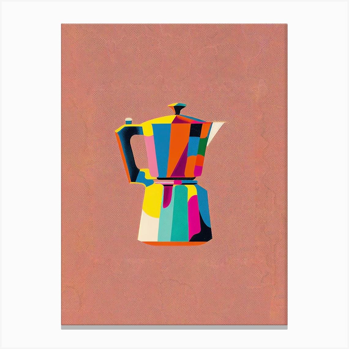 Italian Coffee Maker Pop Art Illustration Canvas Print by Mambo