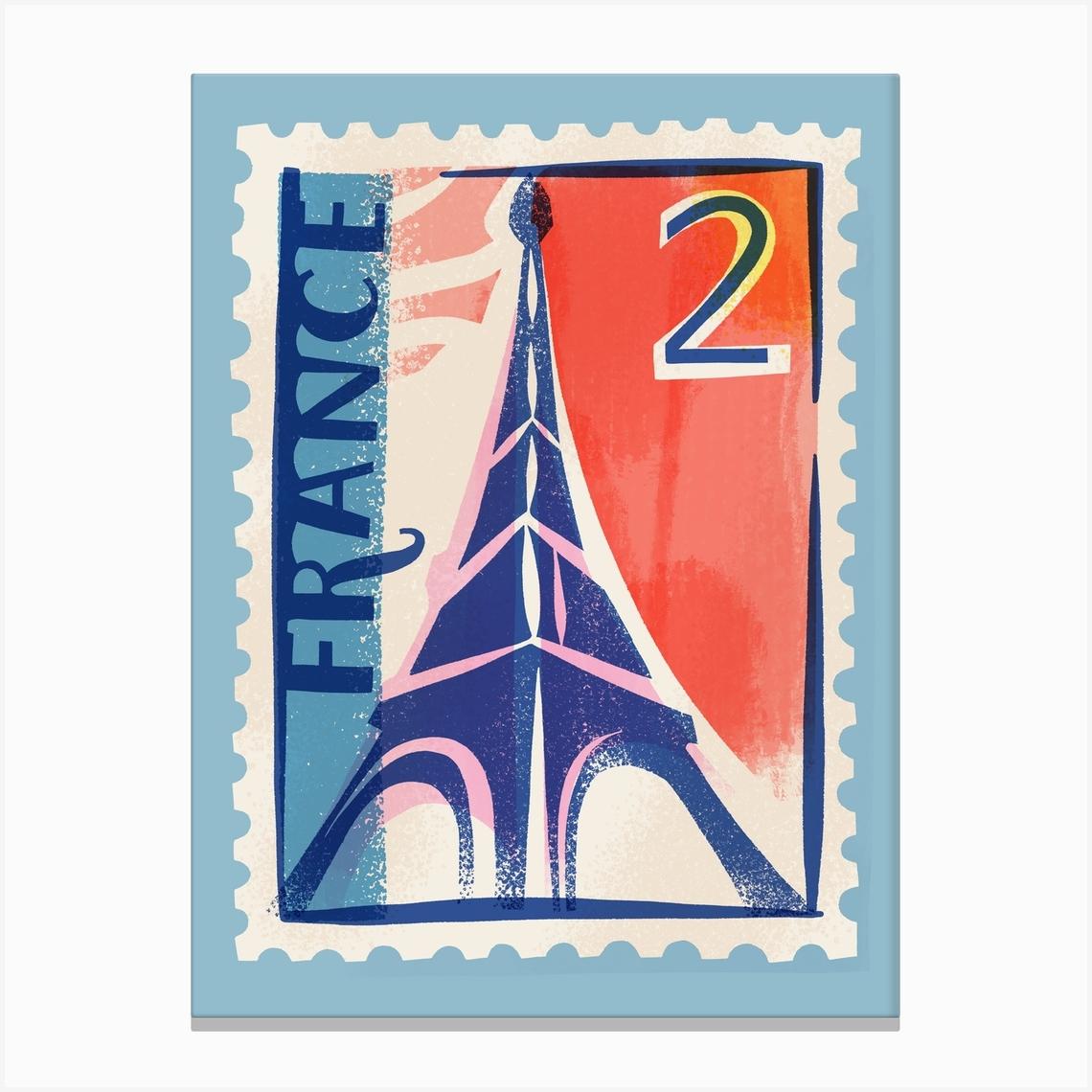 France Postage Stamp Leinwandbild