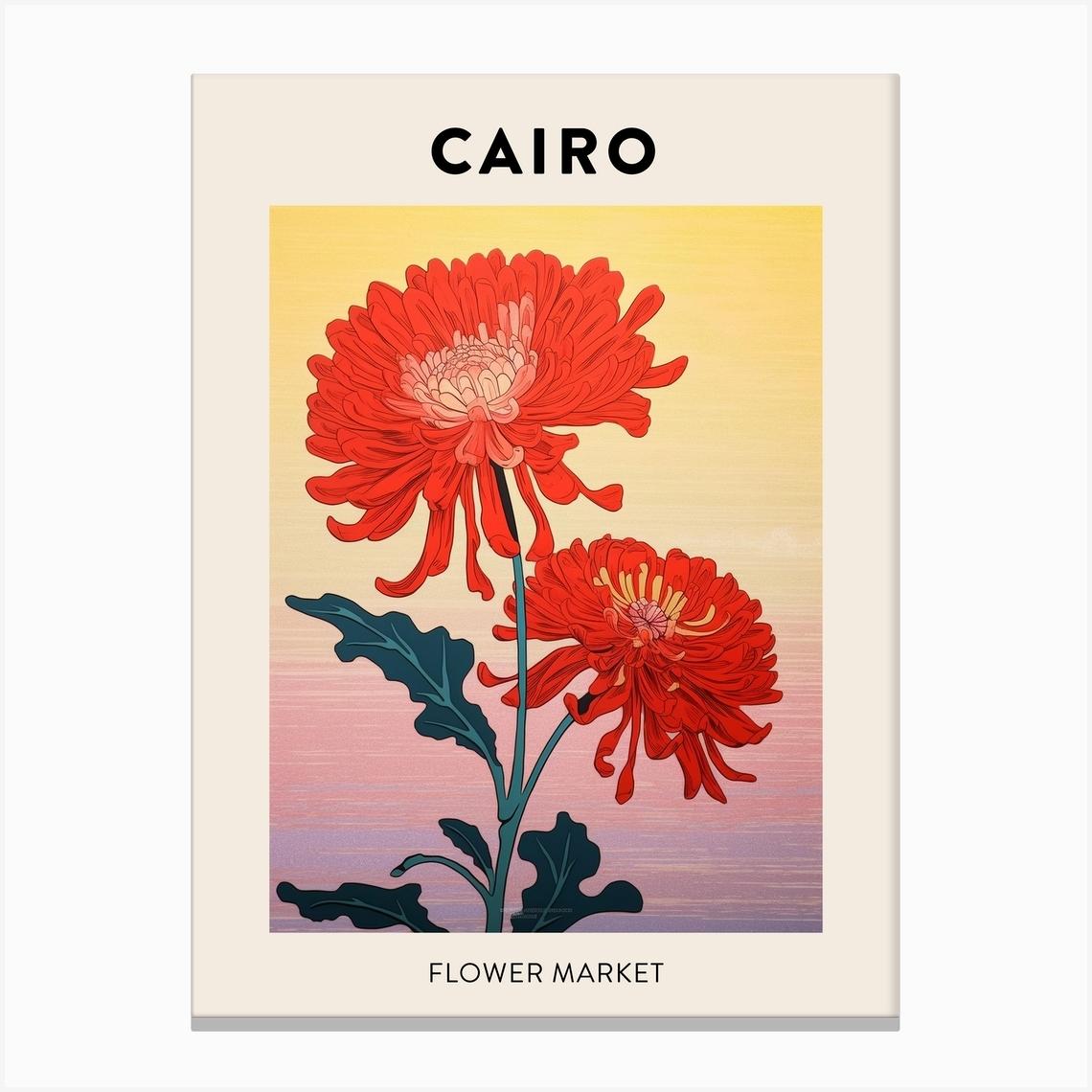 Cairo Egypt Botanical Flower Market Poster Canvas Print by Botanic Studio