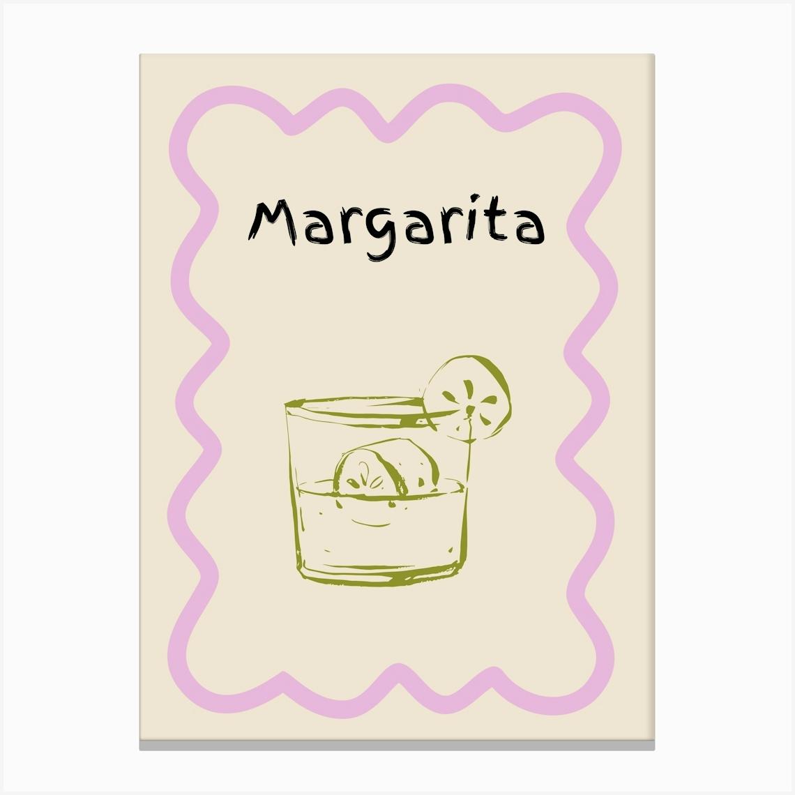 Margarita Doodle Poster Lilac & Green Canvas Print by Artful Appetite