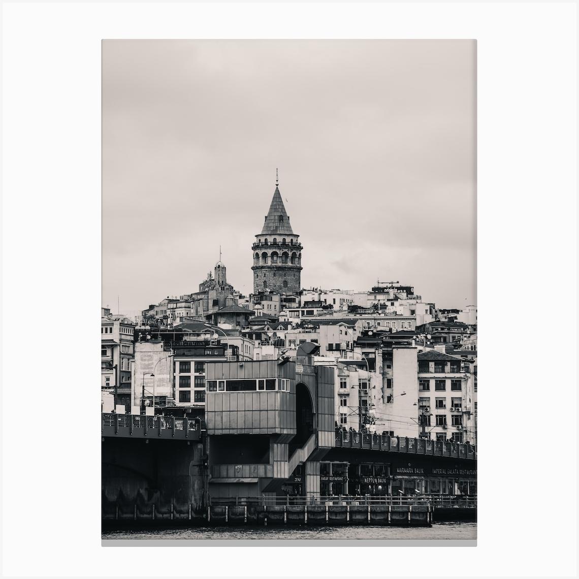 Galatasaray Bridge, Vintage Istanbul Canvas Print by Fy! Photography Archive