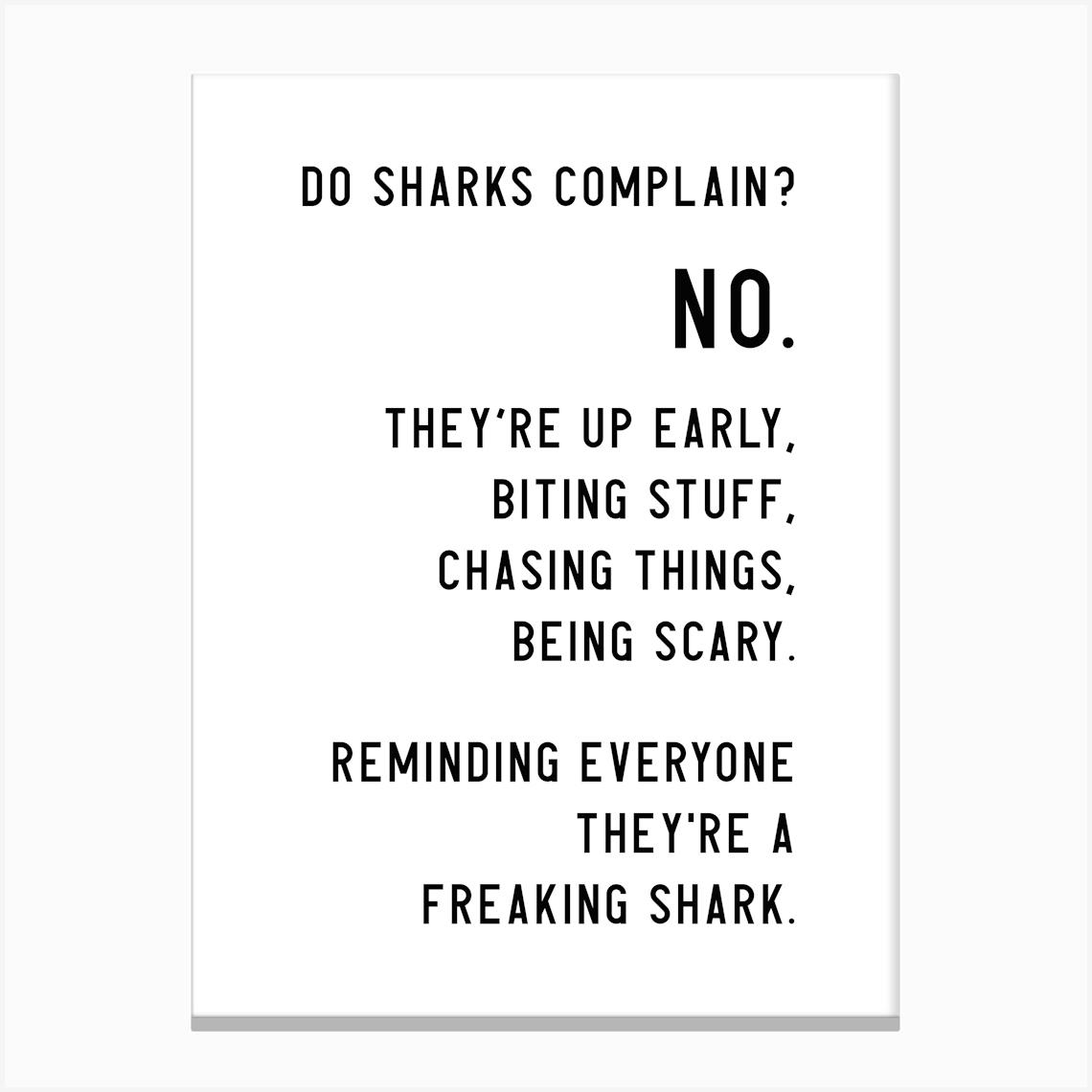 Shark Gym Quote Canvas Print by KIKIANDNIM