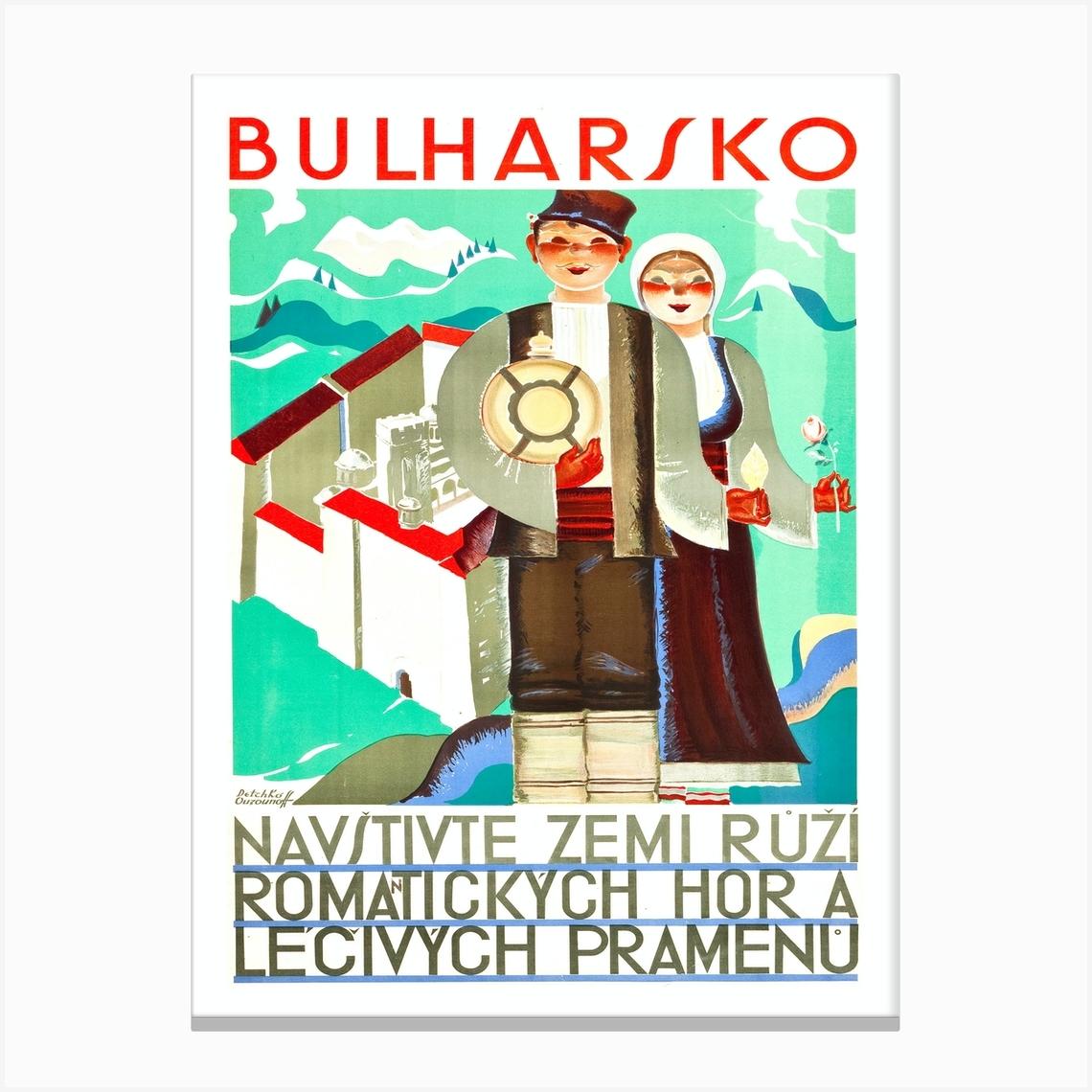Bulgaria, Couple In National Costumes Canvas Print by Vintage Spirit