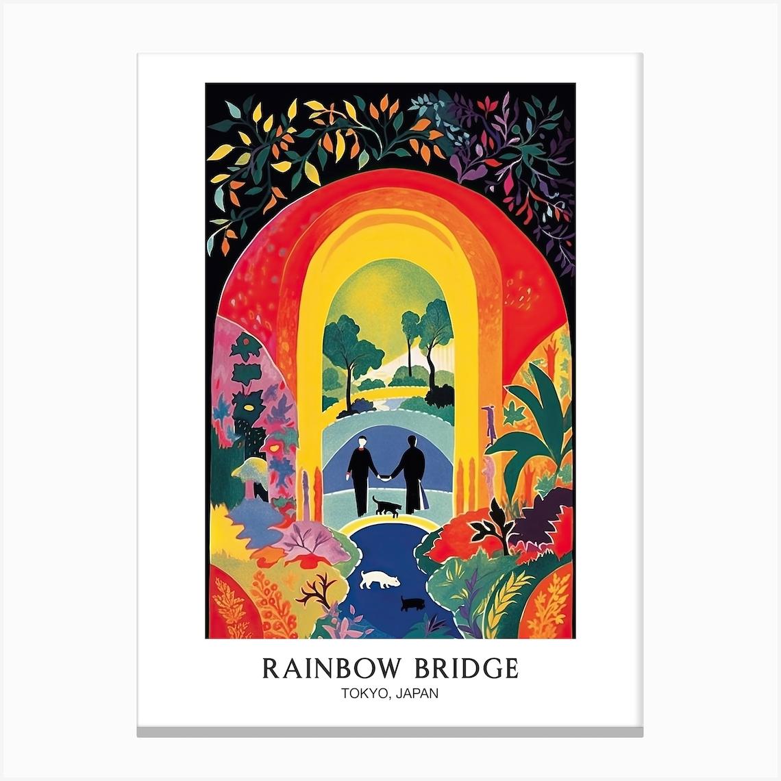 Rainbow Bridge, Tokyo, Japan, Colourful 1 Canvas Print by Travel Poster Collection