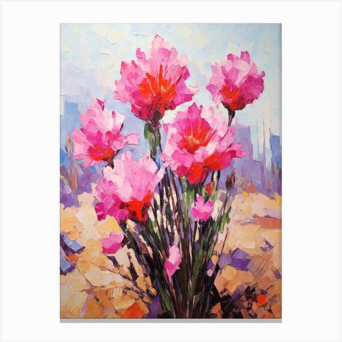 Cactus Painting Hedgehog Cactus 1 Canvas Print by Botanic Studio