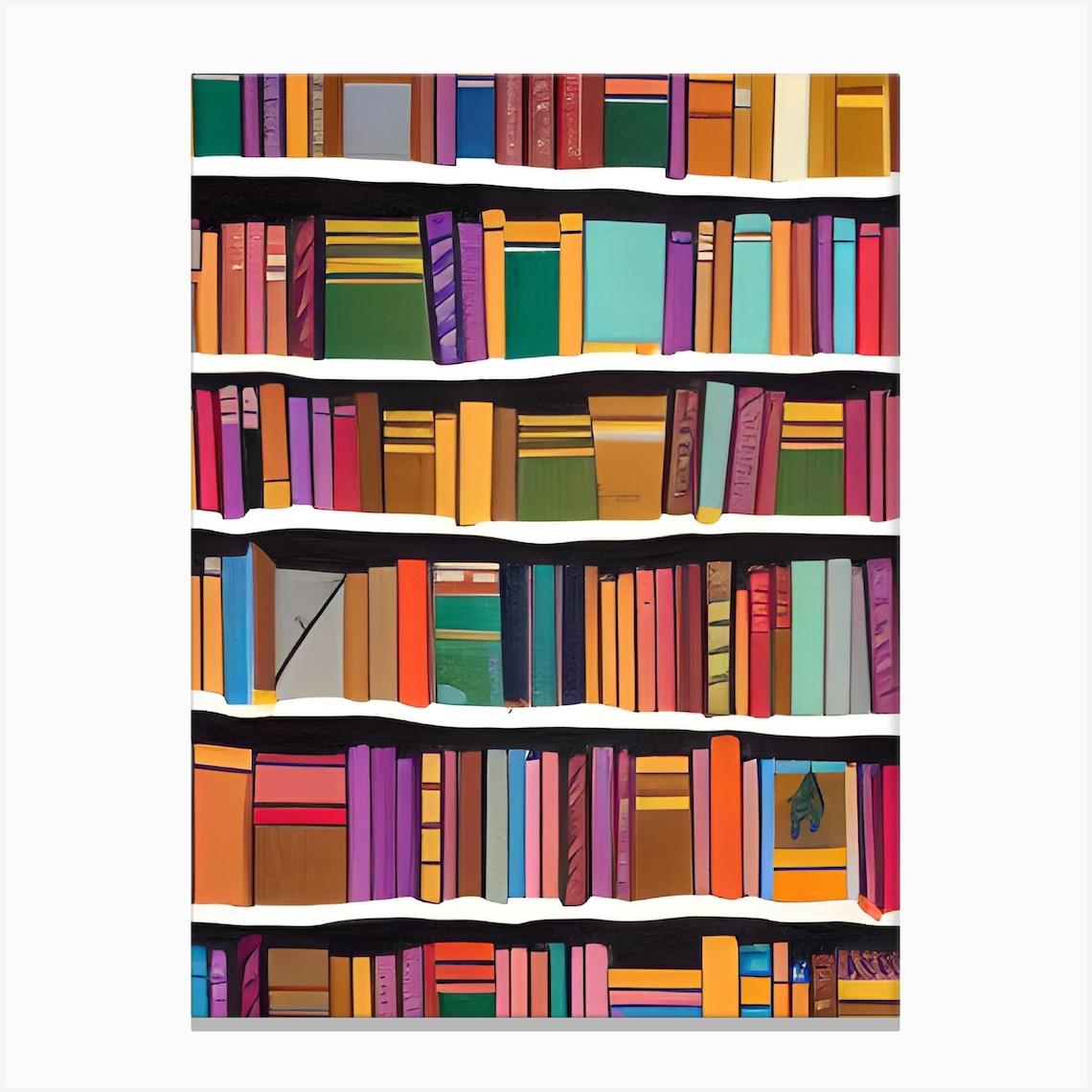 Wobbly Wonky Bookshelf Books Bookcase Simpleabstract Study Canvas Print by Danny Barber
