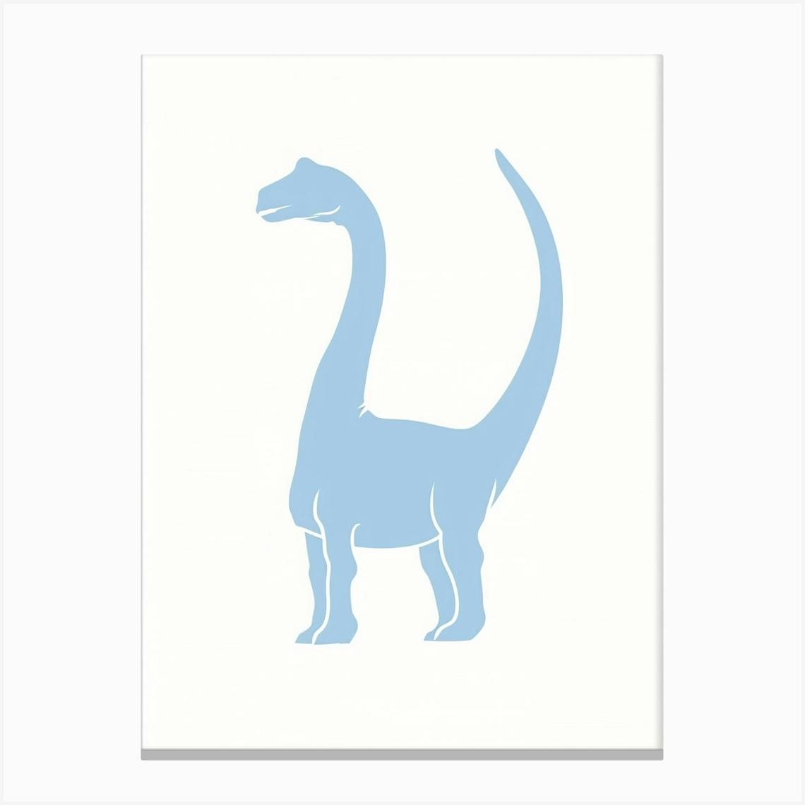 Chalk Blue Dinosaur Silhouette 2 Canvas Print by Dino Delights