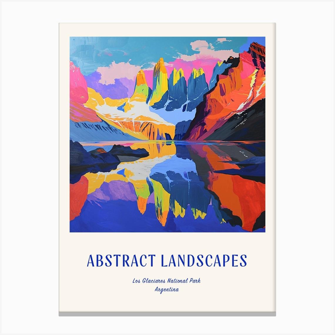 Colourful Abstract Los Glaciares National Park Argentina 4 Poster Blue Canvas Print by Hue Horizons Art Prints