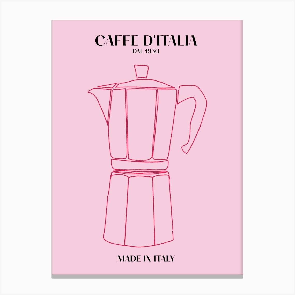 Italian Coffee Poster Pink Espresso Illustration Vintage Coffee Print Illustrations Gift Canvas Print by Mambo