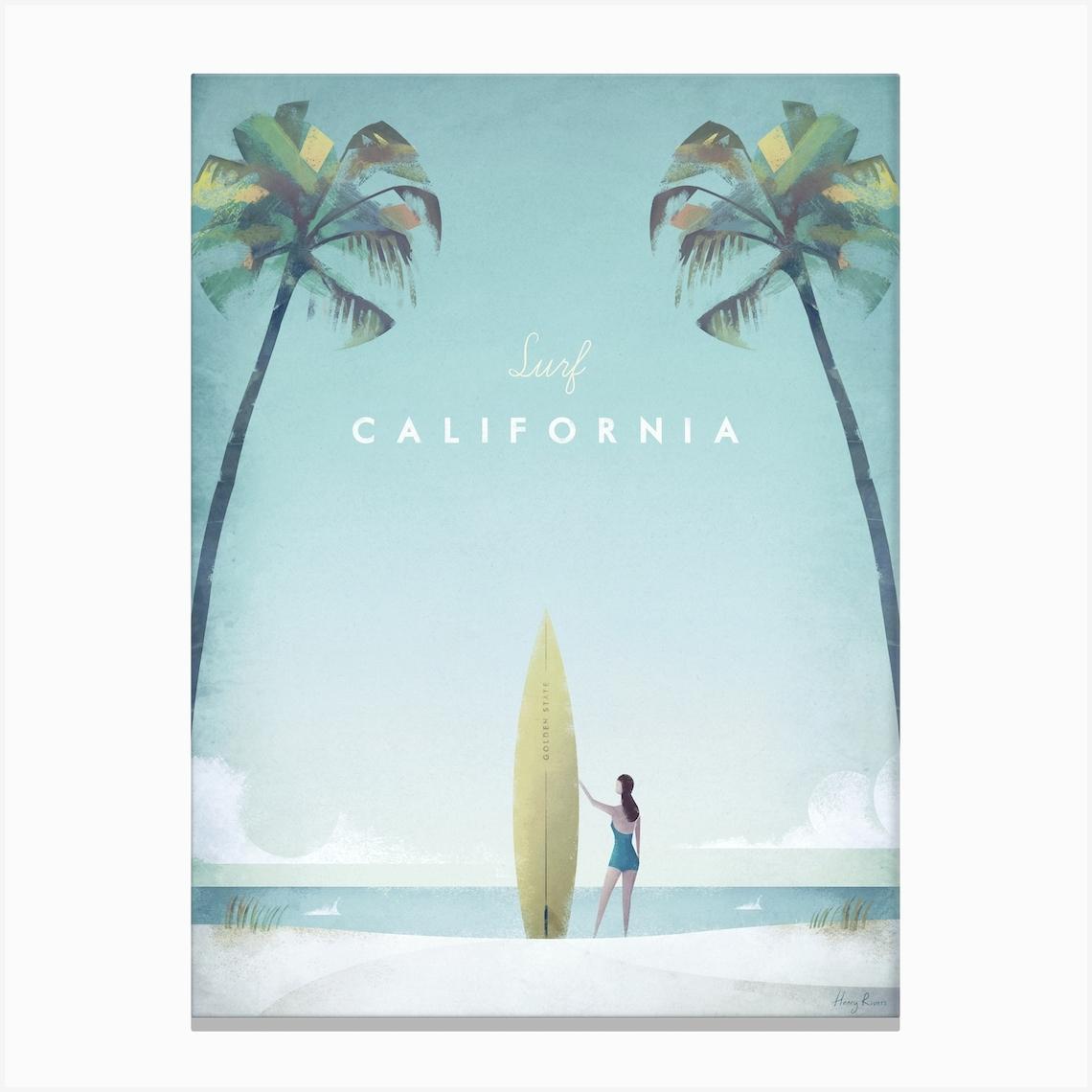 Surf California Canvas Print by Travel Poster Co.