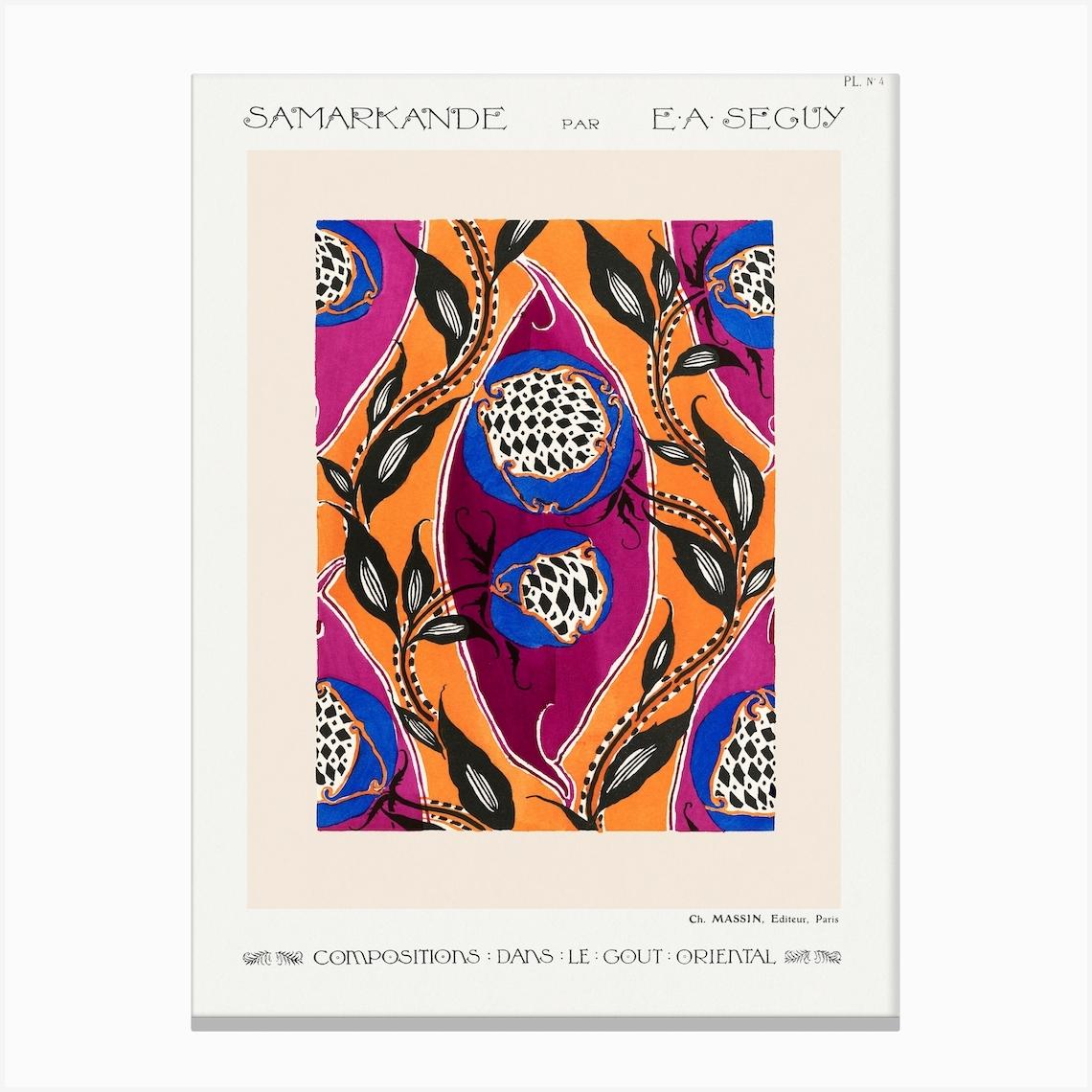 Flower Pochoir Pattern, Emile Alain Séguy Canvas Print by Fy! Classic Art Prints and Posters