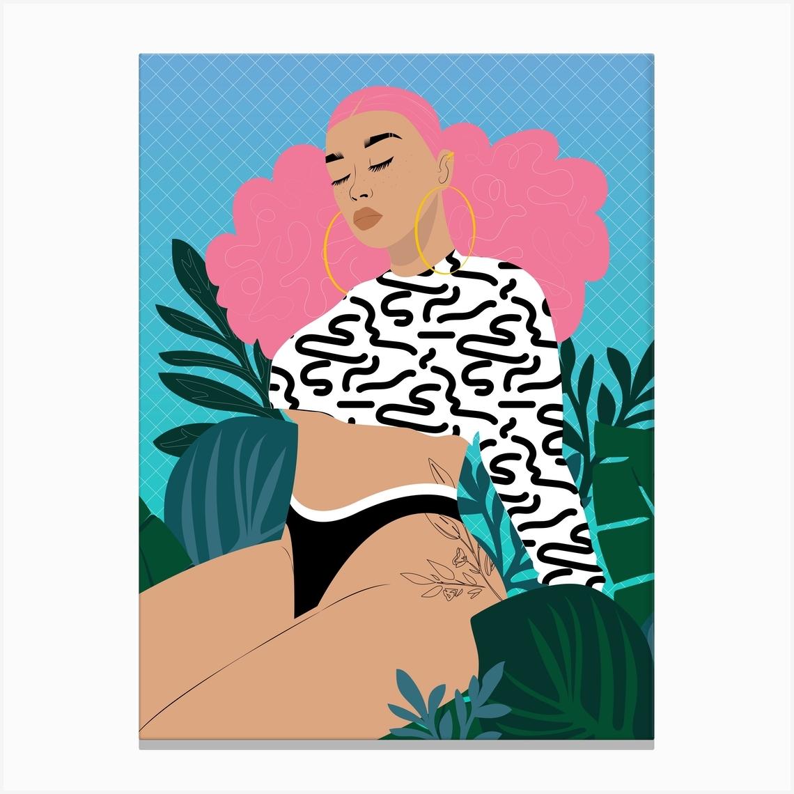 No Bad Vibes Pink Canvas Print by Taja Bright Design Studio