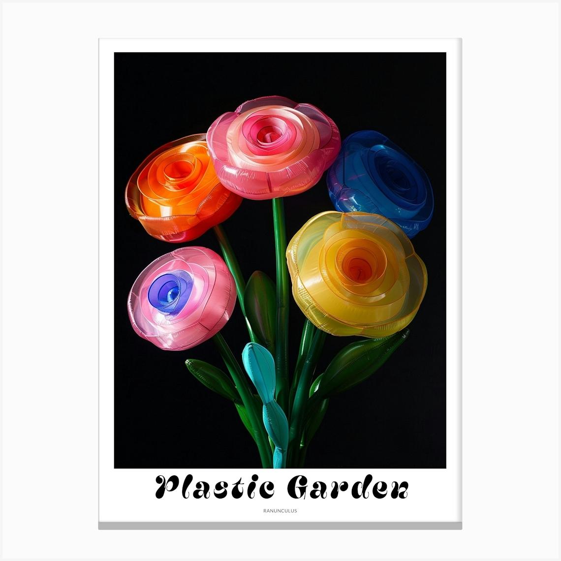 Bright Inflatable Flowers Poster Ranunculus 2 Canvas Print by Botanic Studio