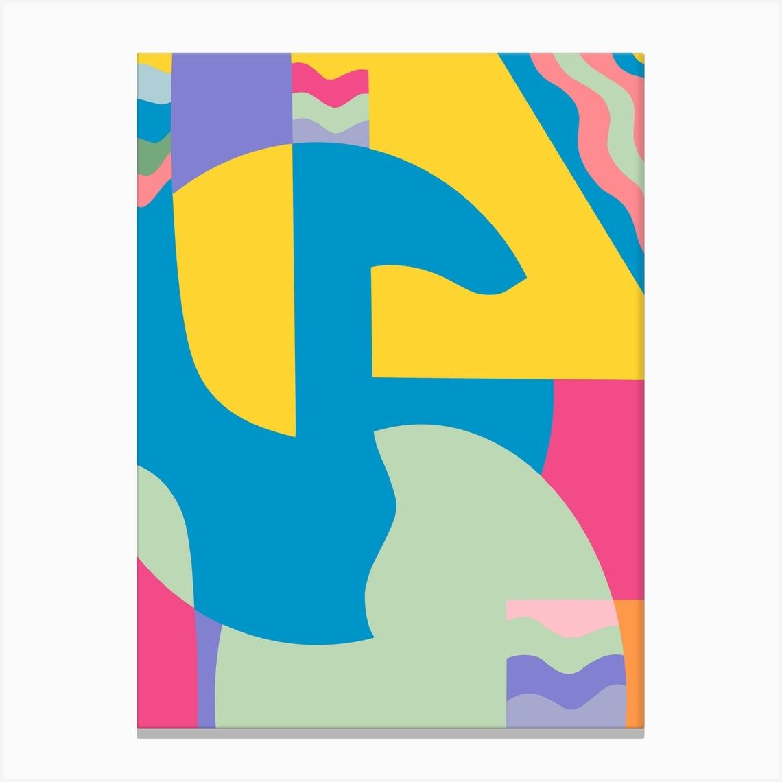 Geometrical Multicolor Abstract Maximalist Canvas Print by Little Dean