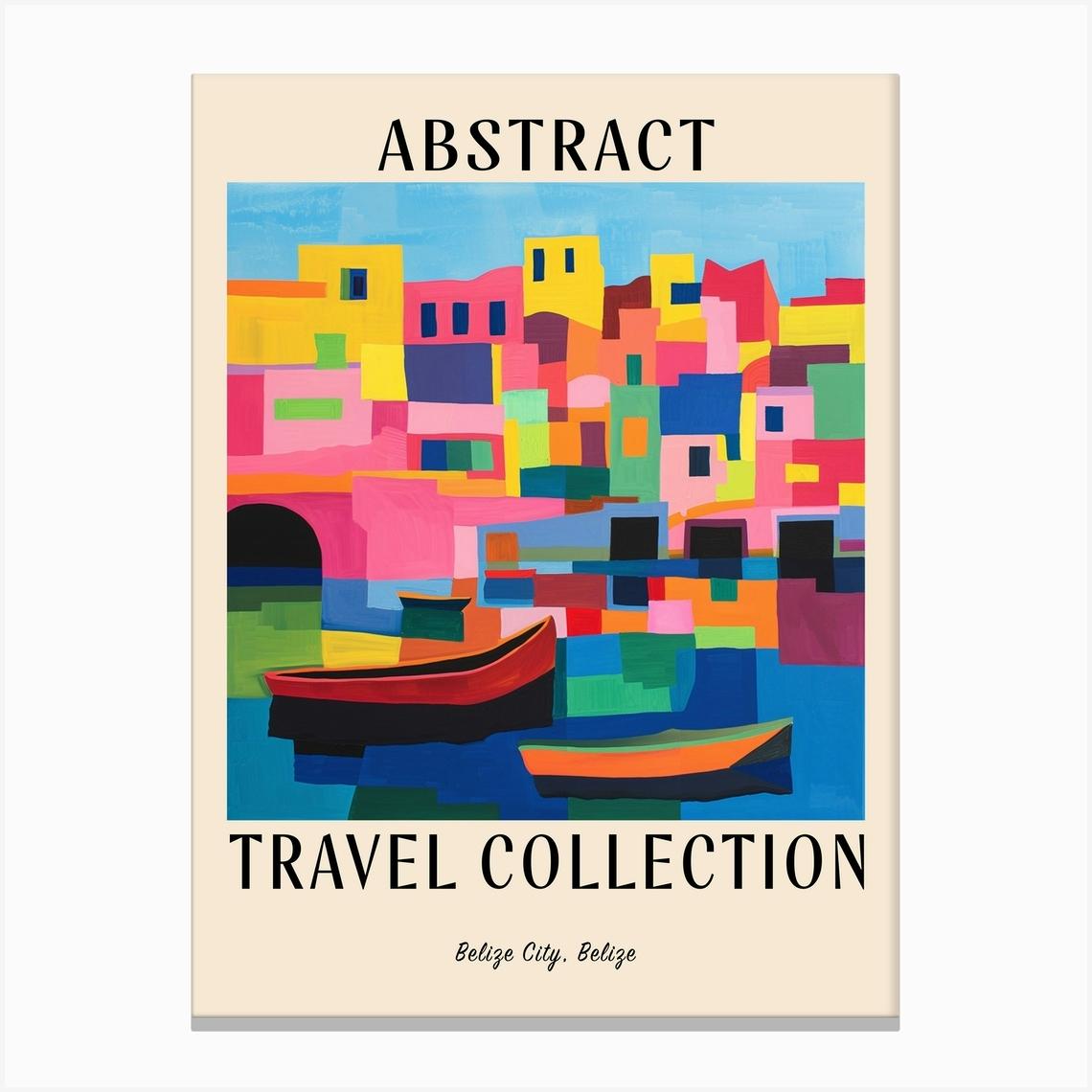 Abstract Travel Collection Poster Belize City Belize 4 Canvas Print by Hue Horizons Art Prints