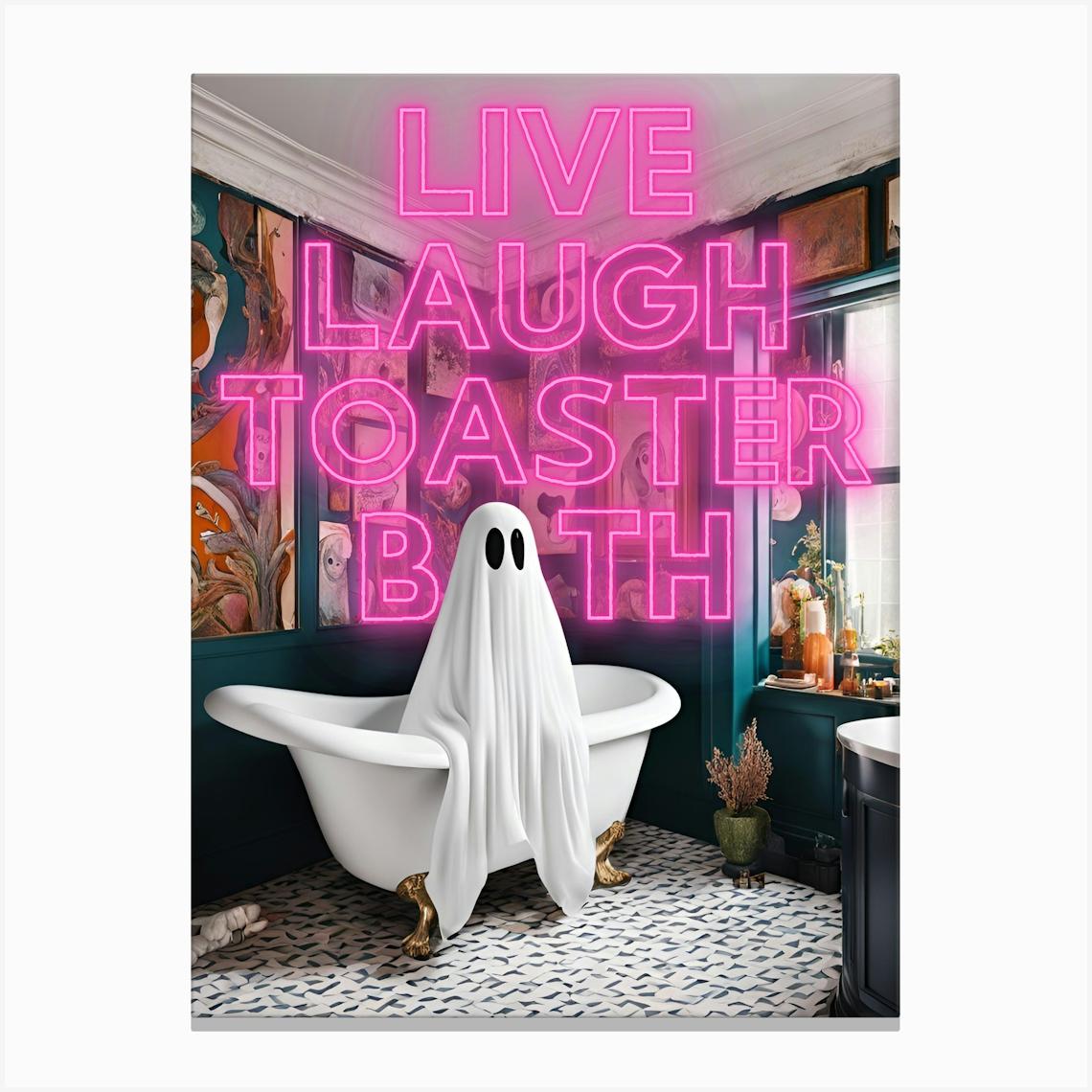 Live Laugh Toaster Bath Canvas Print by Henri In The Haus