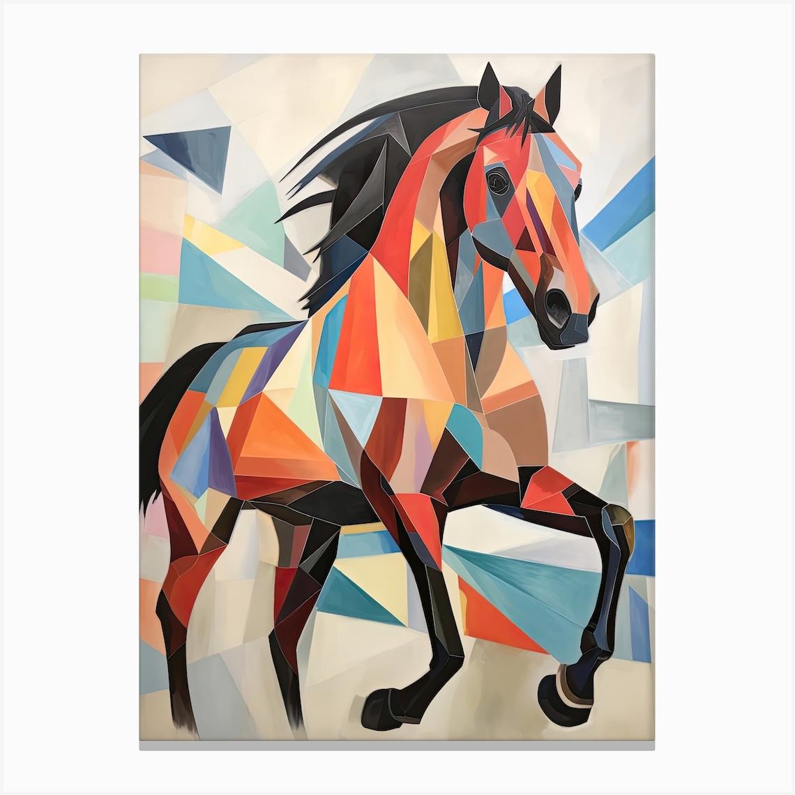 A Horse Painting In The Style Of Cubist Techniques 1 Leinwandbild