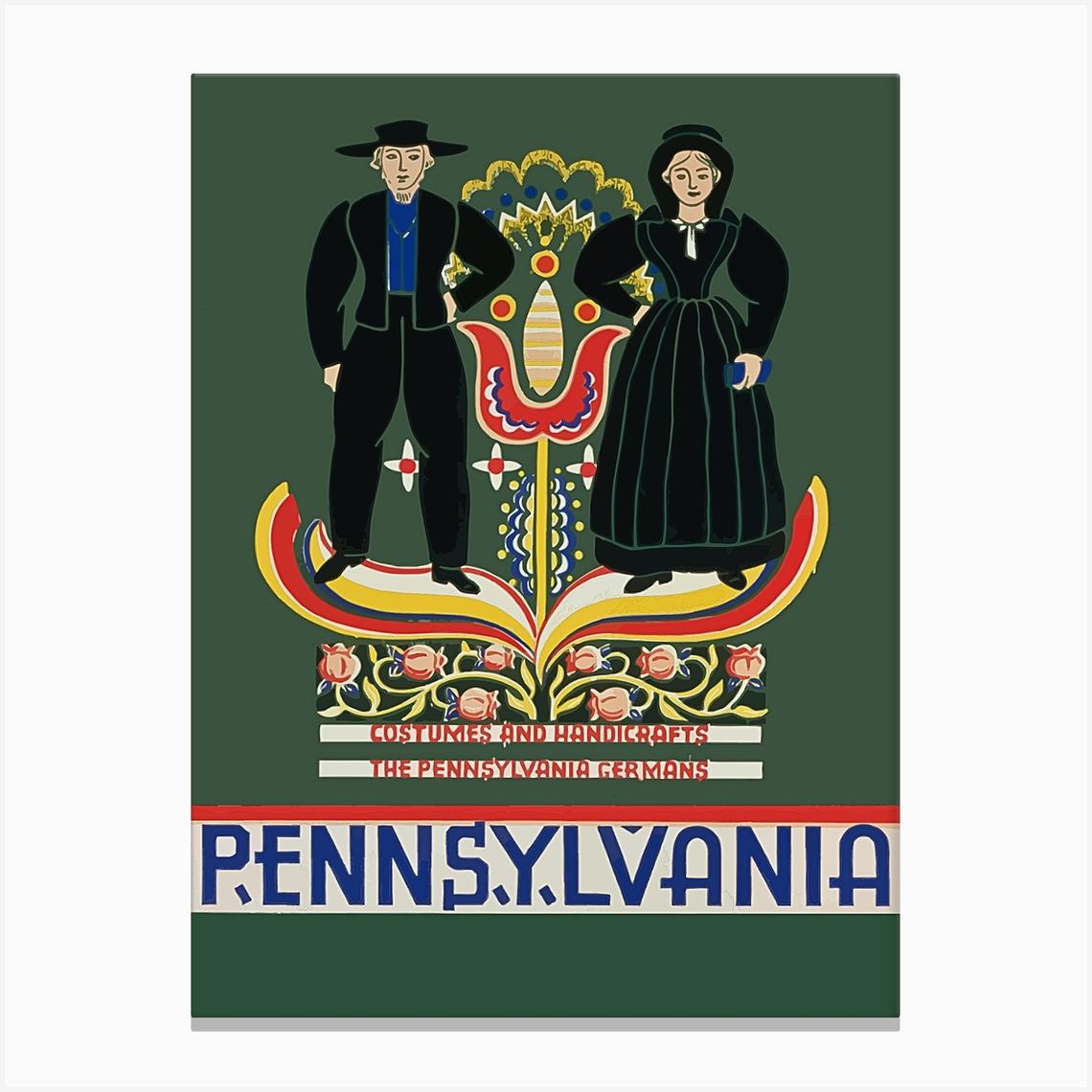 Traditional Costumes In Pennsylvania Canvas Print by Vintage Spirit