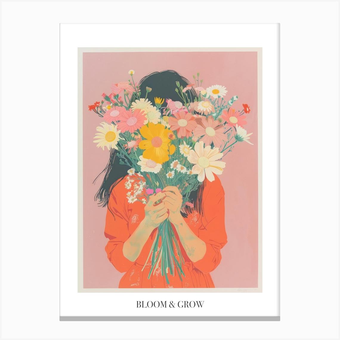 Bloom And Grow Spring Girl With Wild Flowers 4 Canvas Print by Dreamy Seasons Art