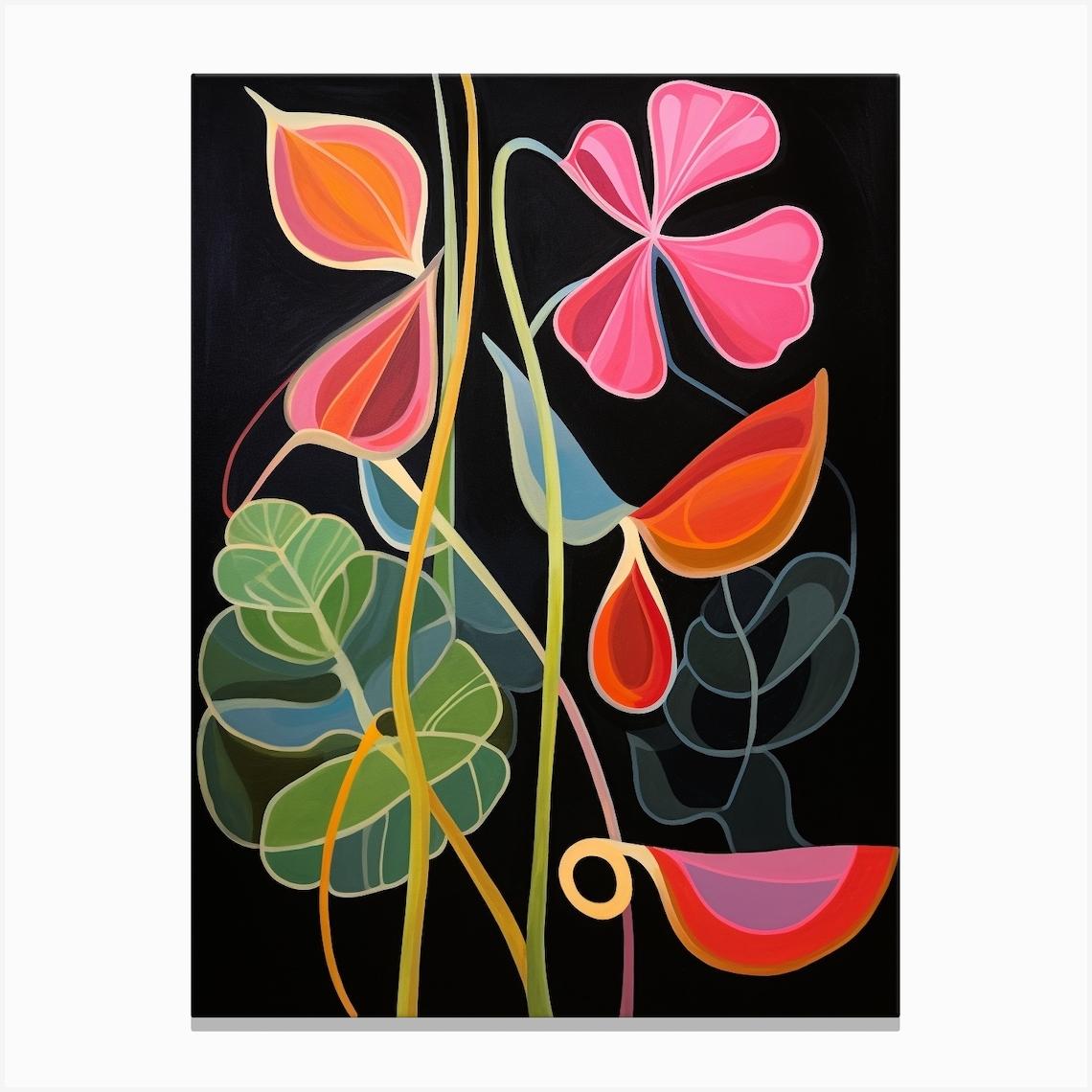 Sweet Pea 4 Hilma Af Klint Inspired Flower Illustration Canvas Print by Botanic Studio