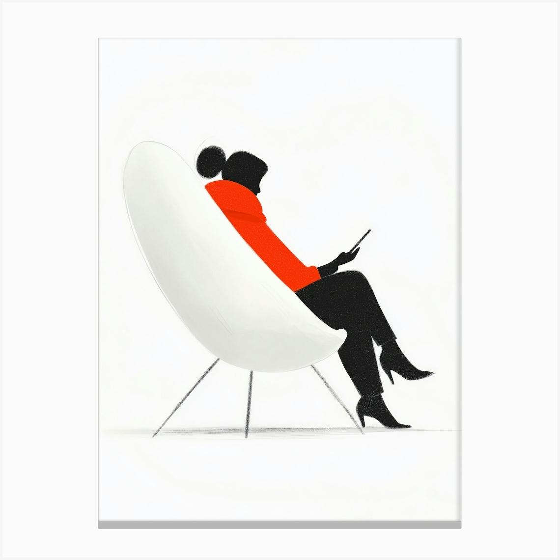 Portrait Of A Woman Sitting In A Chair Canvas Print by JBJart Justyna Jaszke