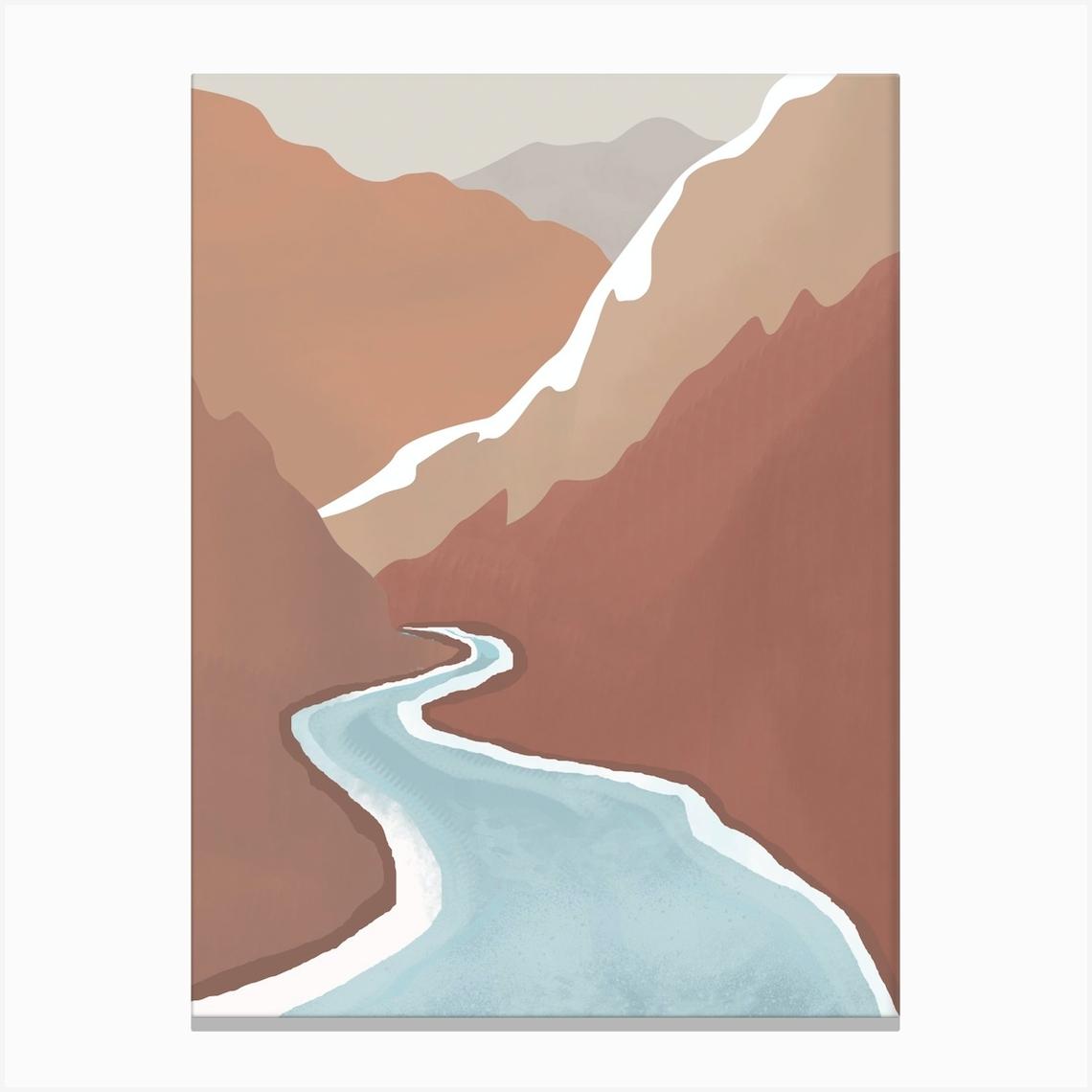 River In The Mountains Canvas Print by Urban Wall Arts
