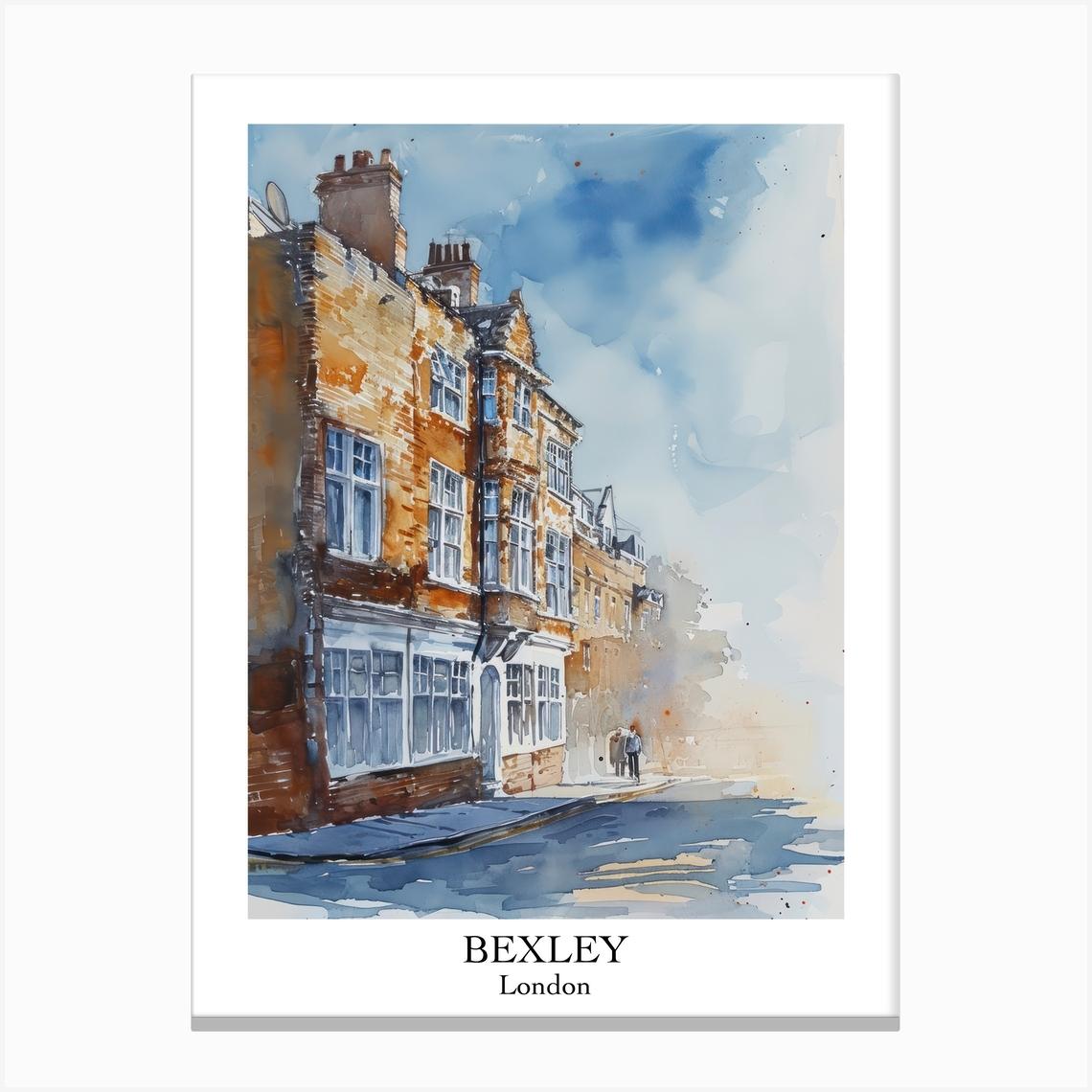 Bexley London Borough Street Watercolour 2 Poster Canvas Print by Cityscape Art Co.