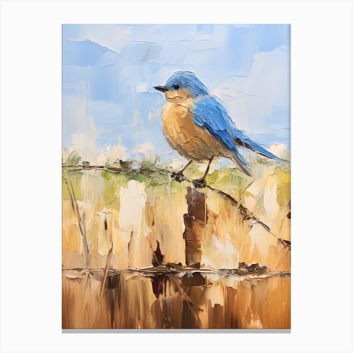 Bird Painting Bluebird 3 Canvas Print by Feathered Muse