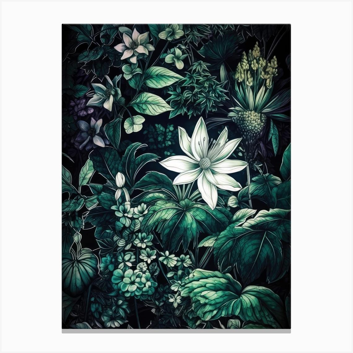 Jungle Wallpaper flowers nature Canvas Print by JBJart Justyna Jaszke