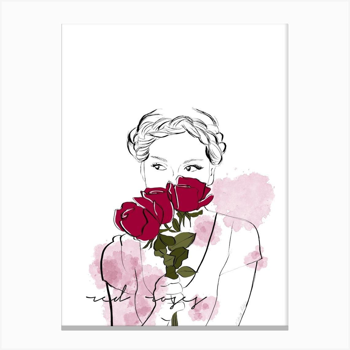 Red Roses Canvas Print by nathys_illustration