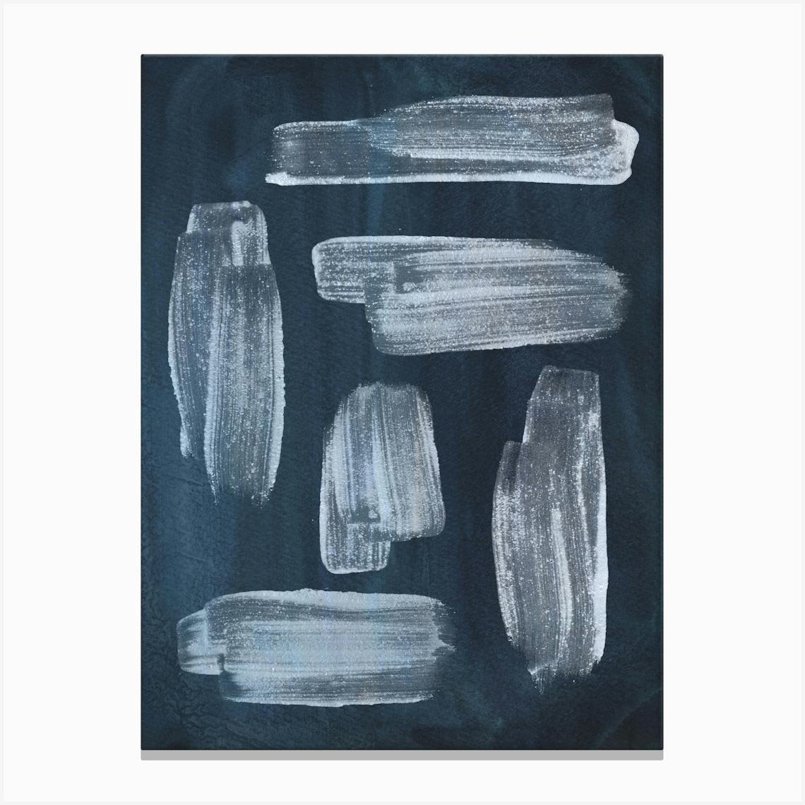 Navy blue abstract Painting Canvas Print by Whale's Way