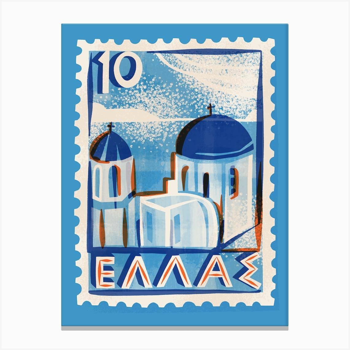 Greece Postage Stamp Canvas Print by Asta Barrington
