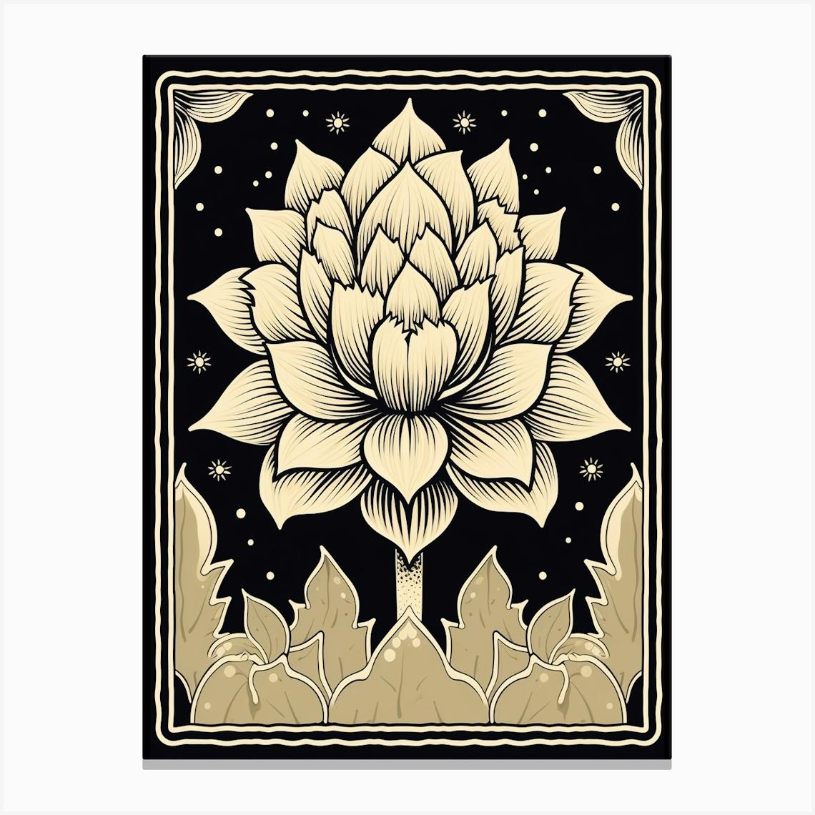 B&W Cactus Illustration Acanthocalycium 3 Canvas Print by Botanic Studio