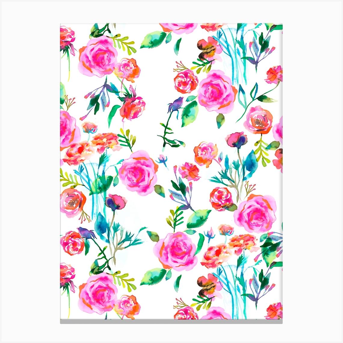 Roses Bouquet Pink Canvas Print by Ninola Design