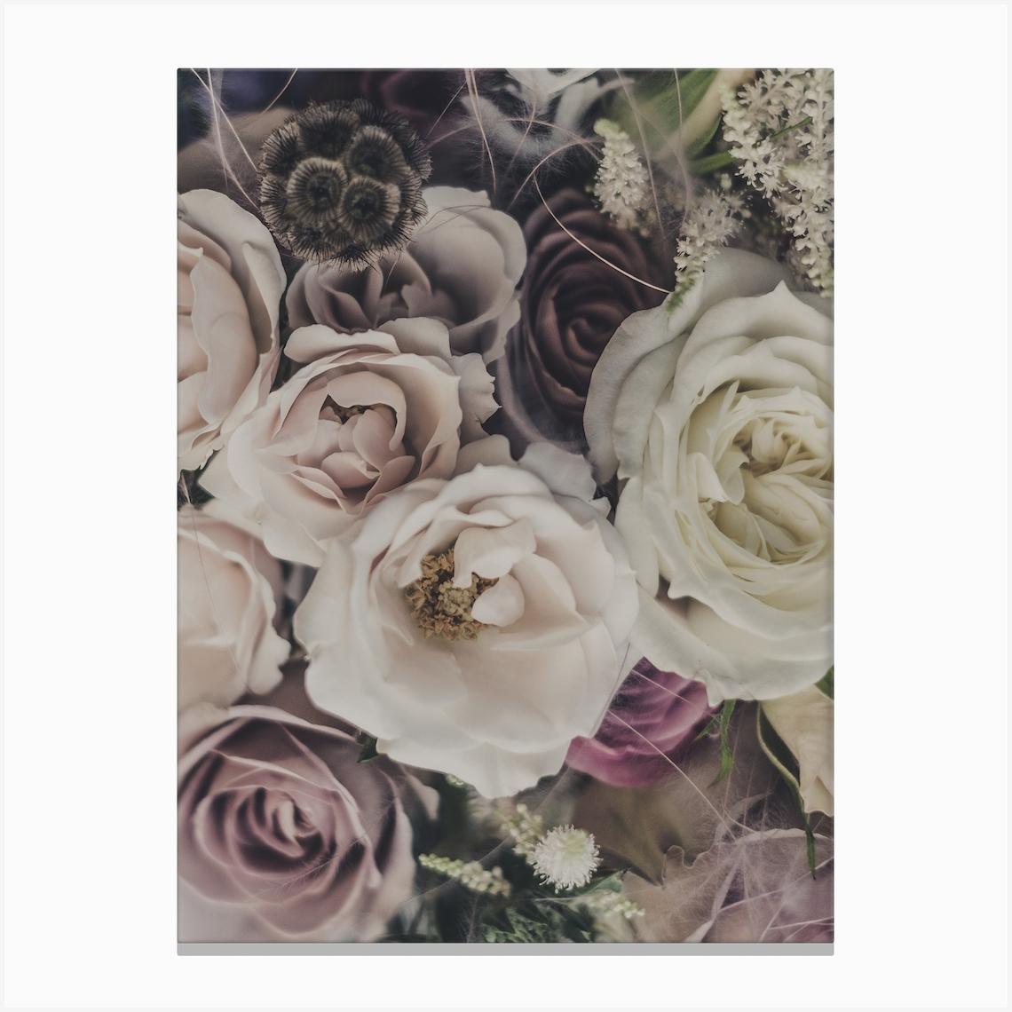 Roses And Dry Flowers Bouquet Canvas Print by Mambo