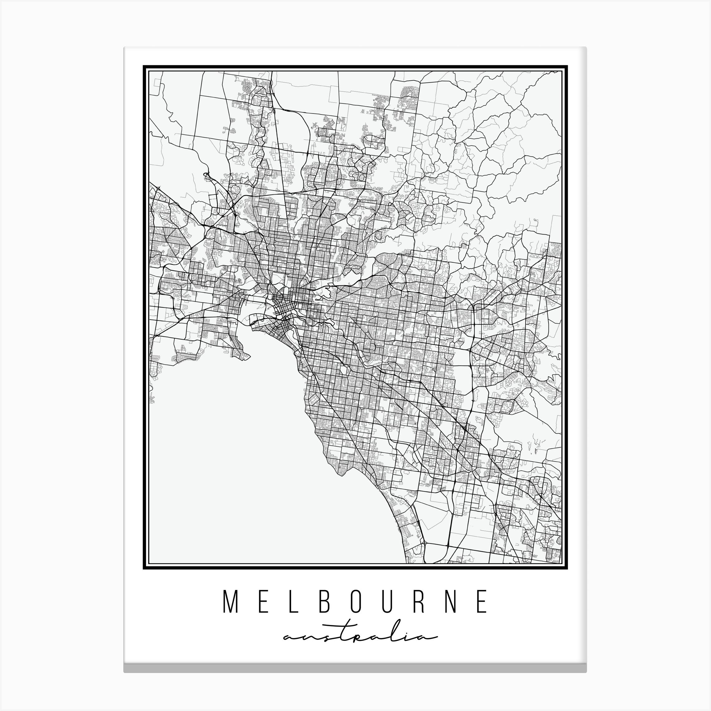 Melbourne Australia Street Map Canvas Print by Typologie Paper Co