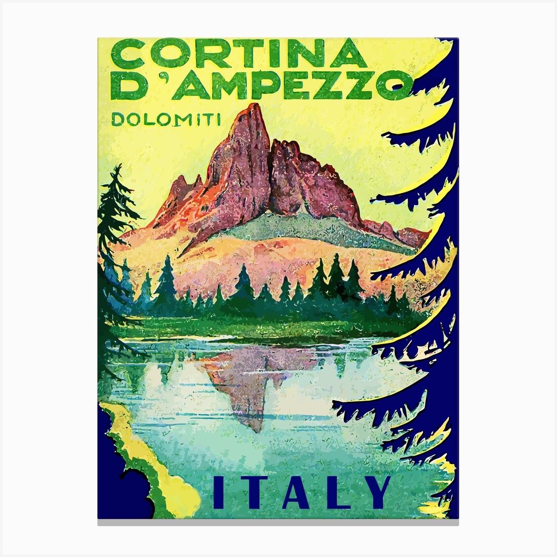 Cortina Di Ampezzo, Dolomiti, Italy Canvas Print by Vintage Spirit