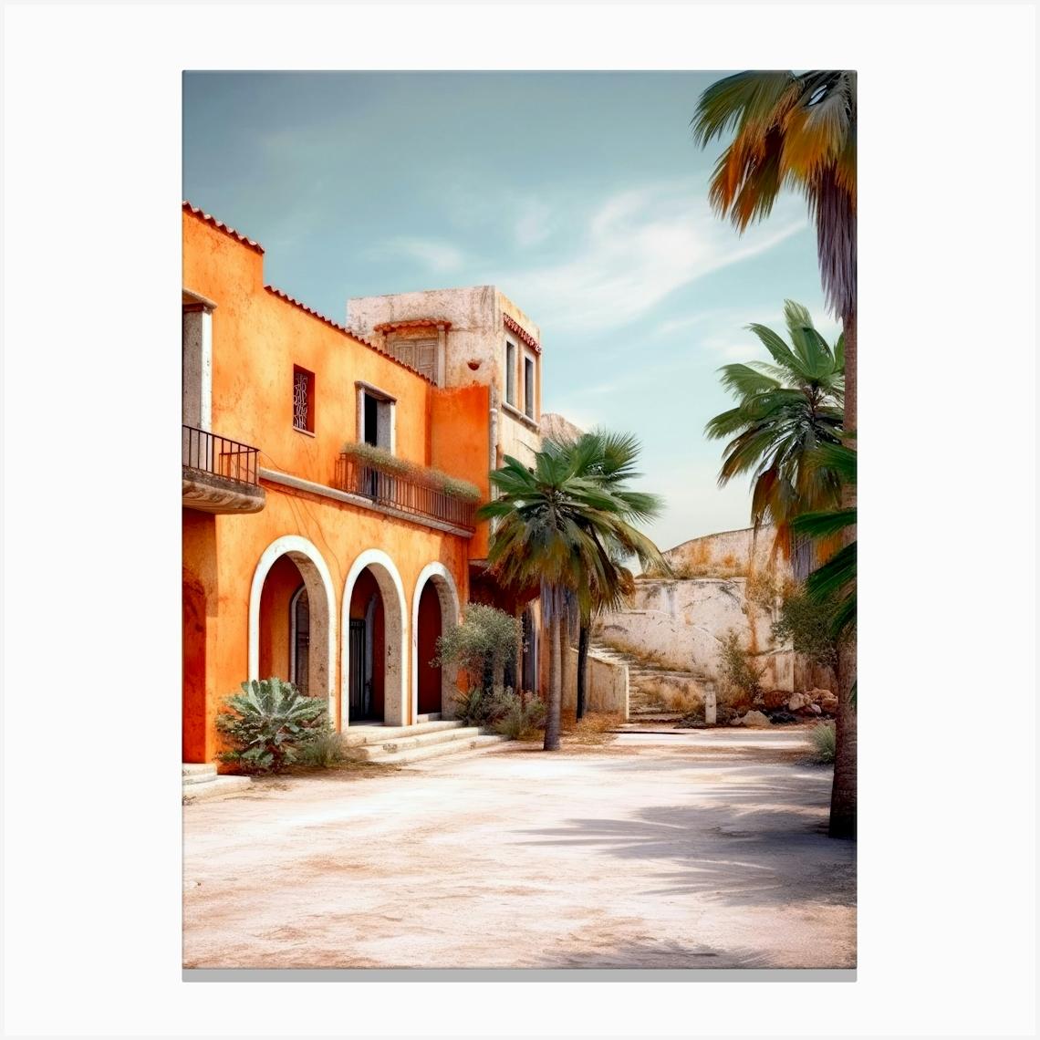 Mediterranean Villa Mexican life Canvas Print by JBJart Justyna Jaszke