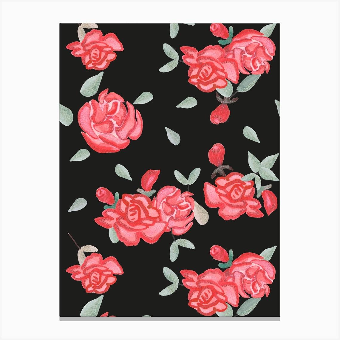 Red Watercolor Roses Leinwandbild
