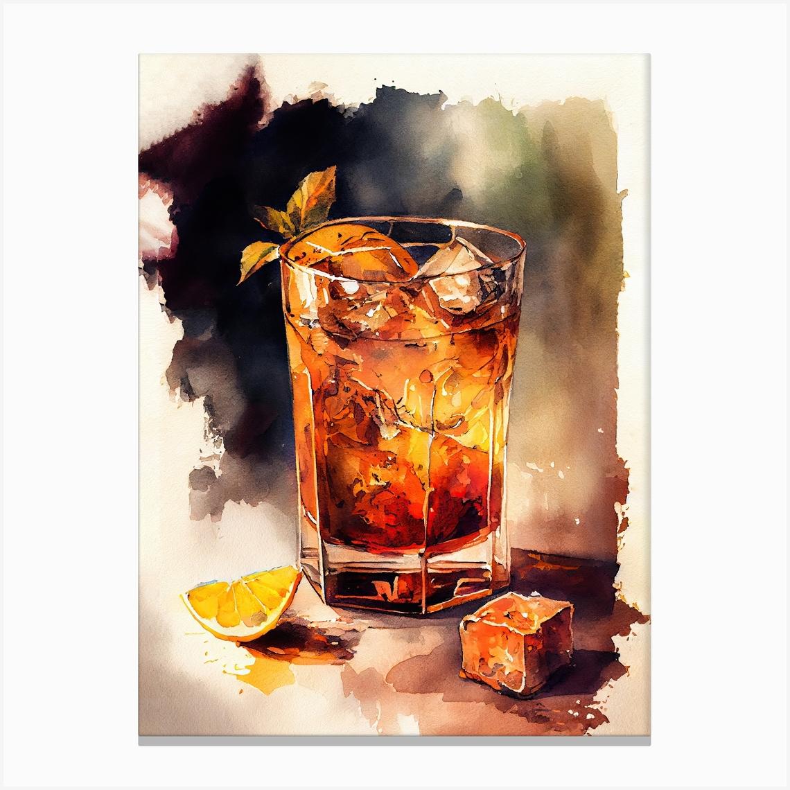 Old Fashioned Cocktail drinks Canvas Print by JBJart Justyna Jaszke