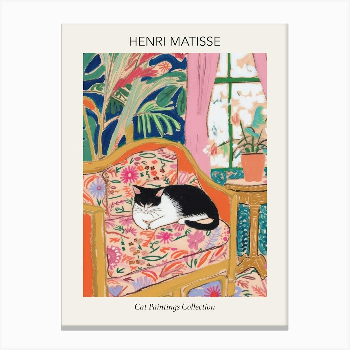 Henri Matisse Black Cat Sofa Paintings Collection Canvas Print by Mambo