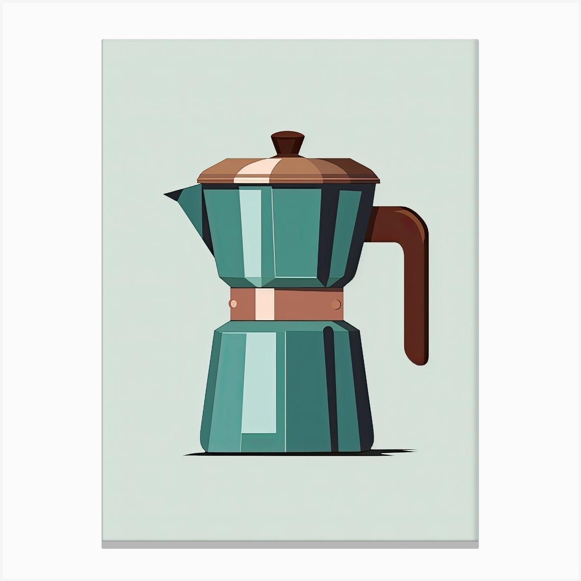 Green Italian Coffee Maker Canvas Print by Mambo