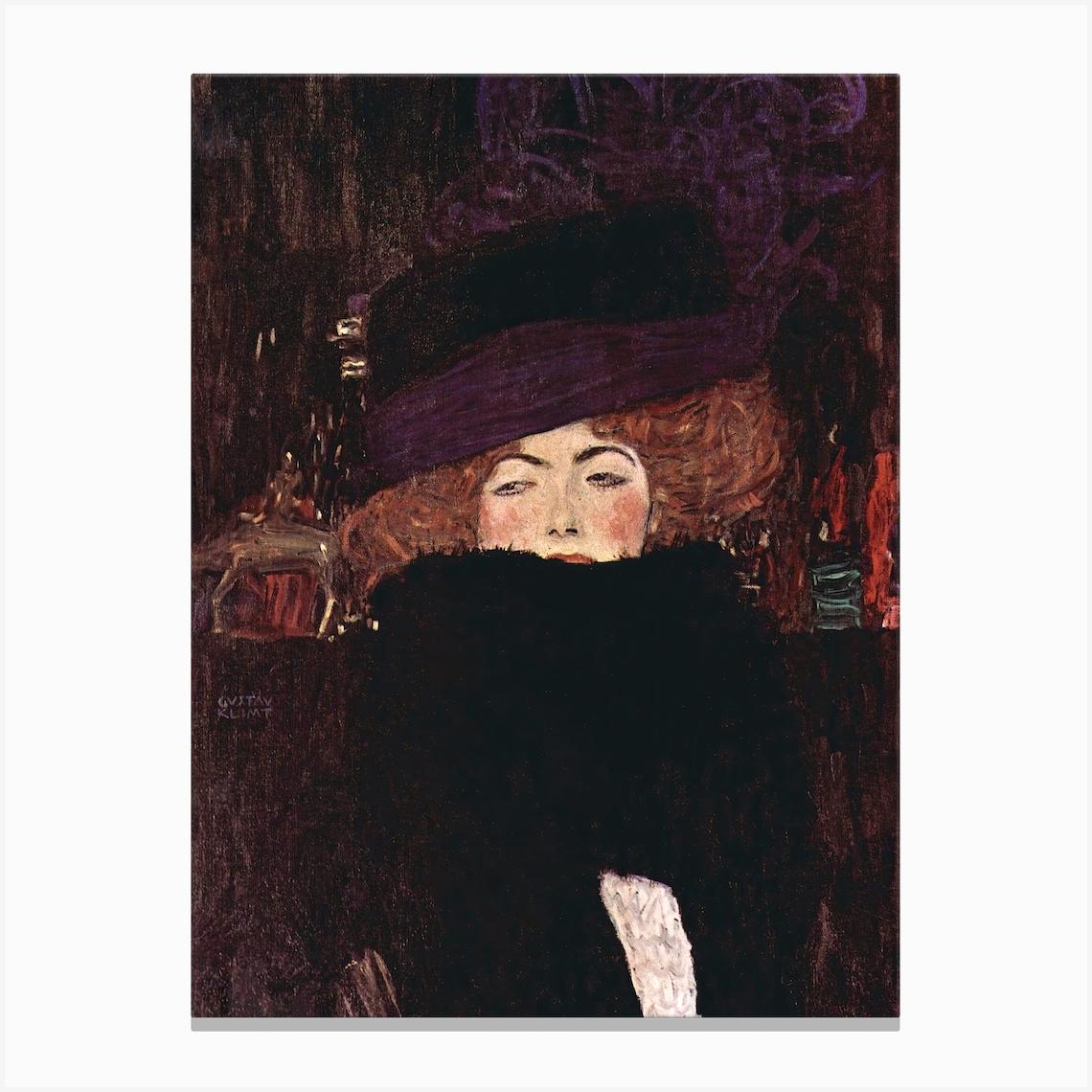 Dame Mit Hut Und Federboa (1909), Gustav Klimt Canvas Print by Fy! Classic Art Prints and Posters