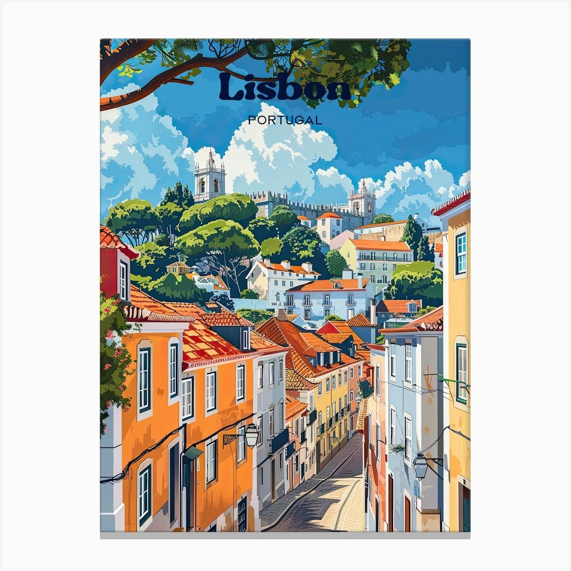 Lisbon Portugal 4 Travel Poster 3 4 Resize Canvas Print by Wanderscape Travel Art