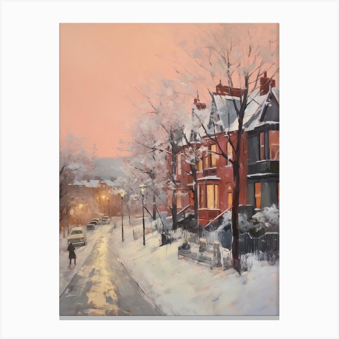 Dreamy Winter Painting Belfast Northern Ireland 2 Canvas Print by Bon Hiver Prints