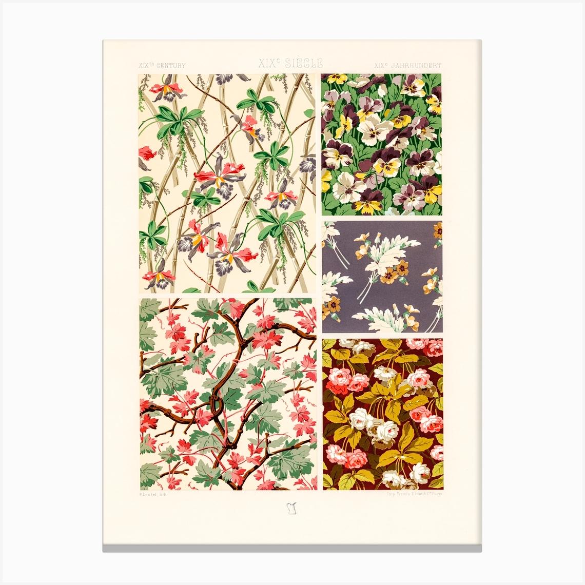 19th Century Flower Pattern, Albert Racine Canvas Print by Fy! Classic Art Prints and Posters