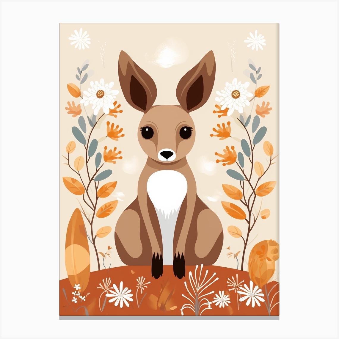Baby Animal Illustration Kangaroo 7 Canvas Print by Scribble Studio