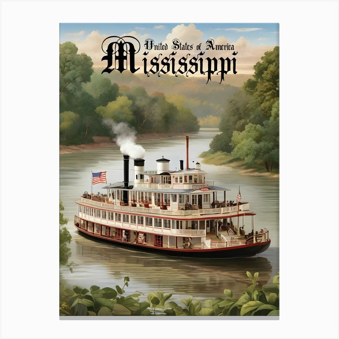 Mississippi Steamer Canvas Print by Charnwood Prints