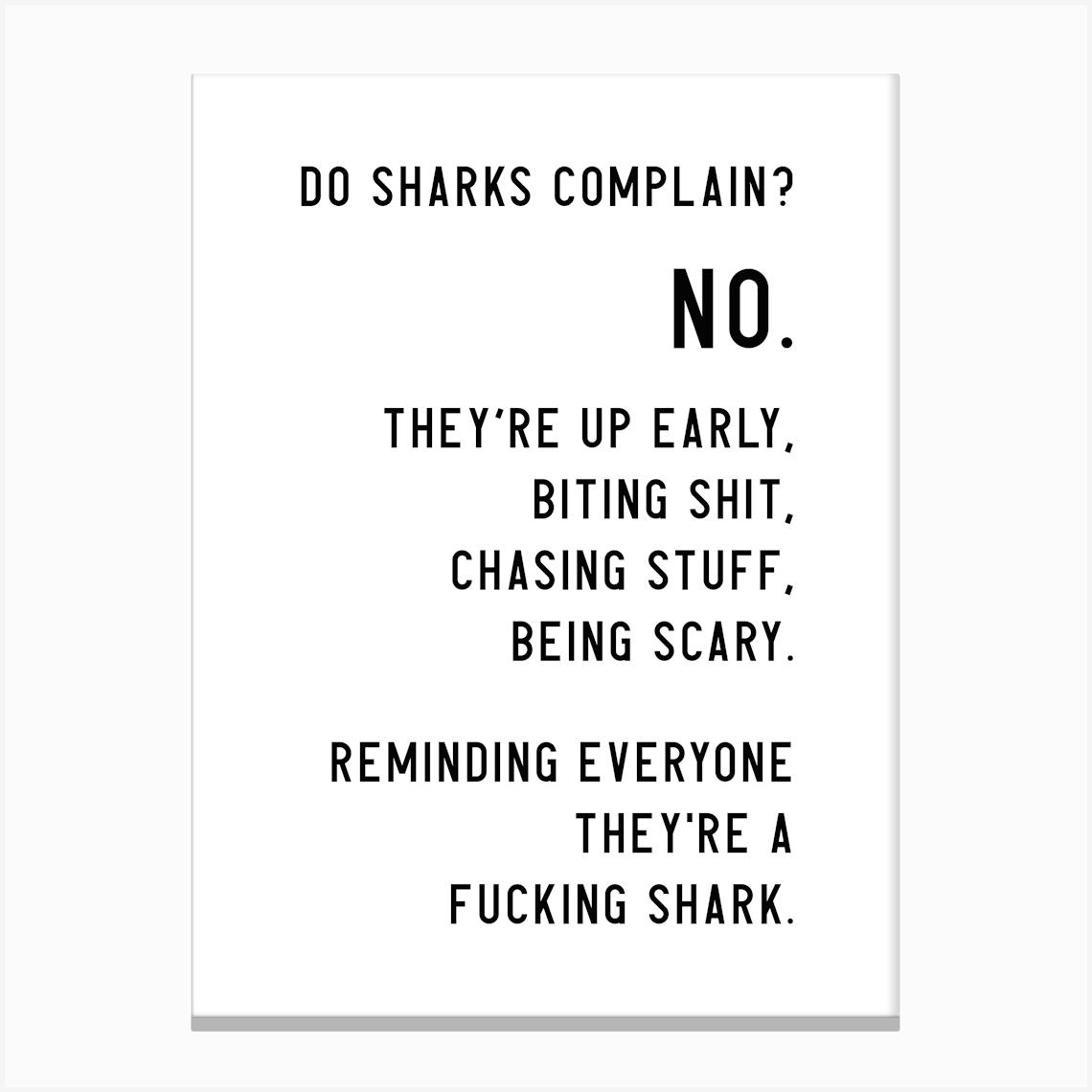 Shark Gym Quote Dirty Canvas Print by KIKIANDNIM