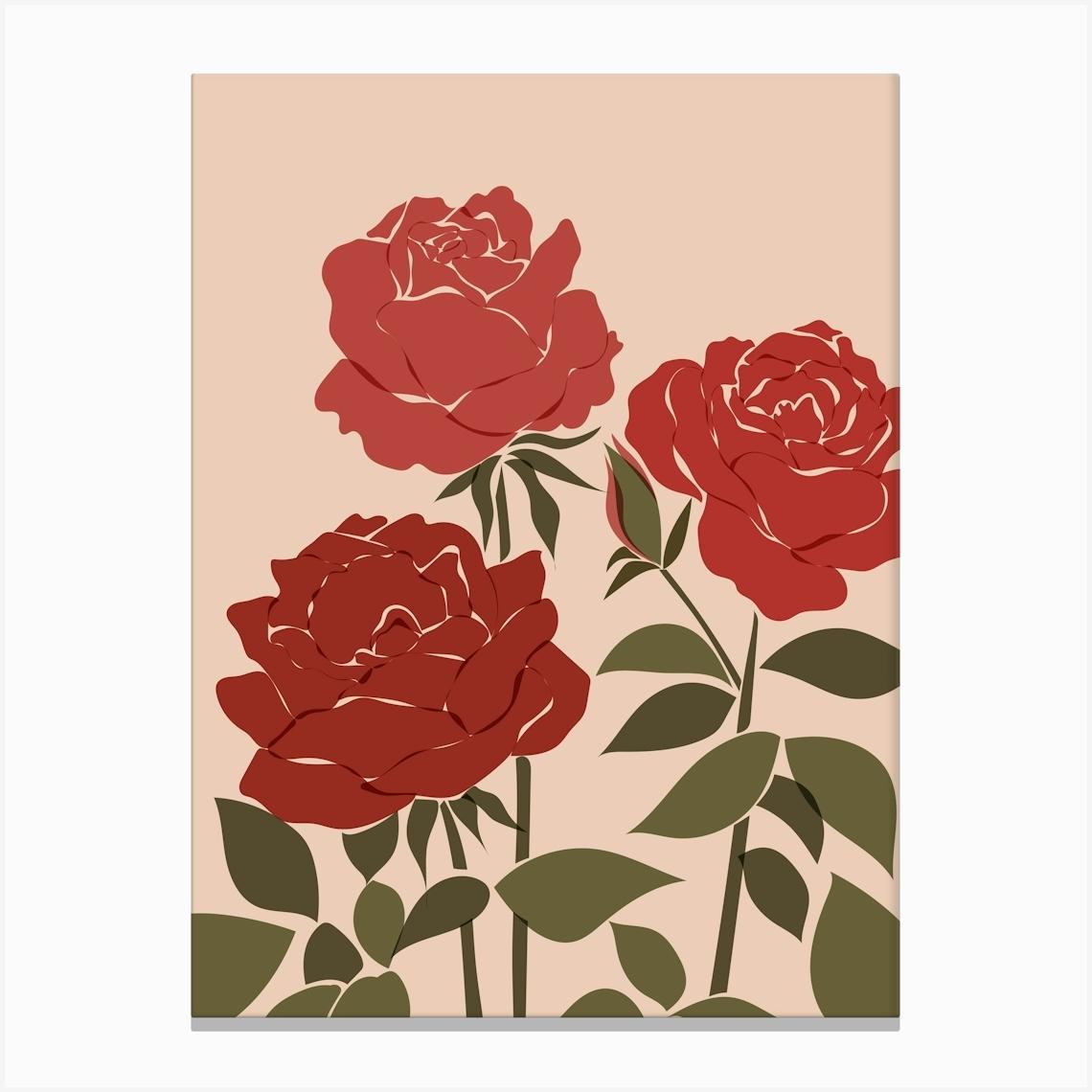 Red Roses Canvas Print by Fleur Folk